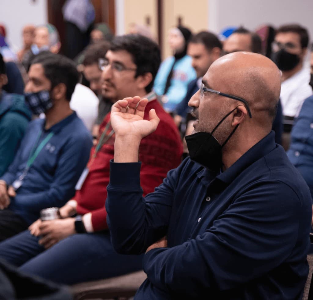 Attendee engaged during a conference session